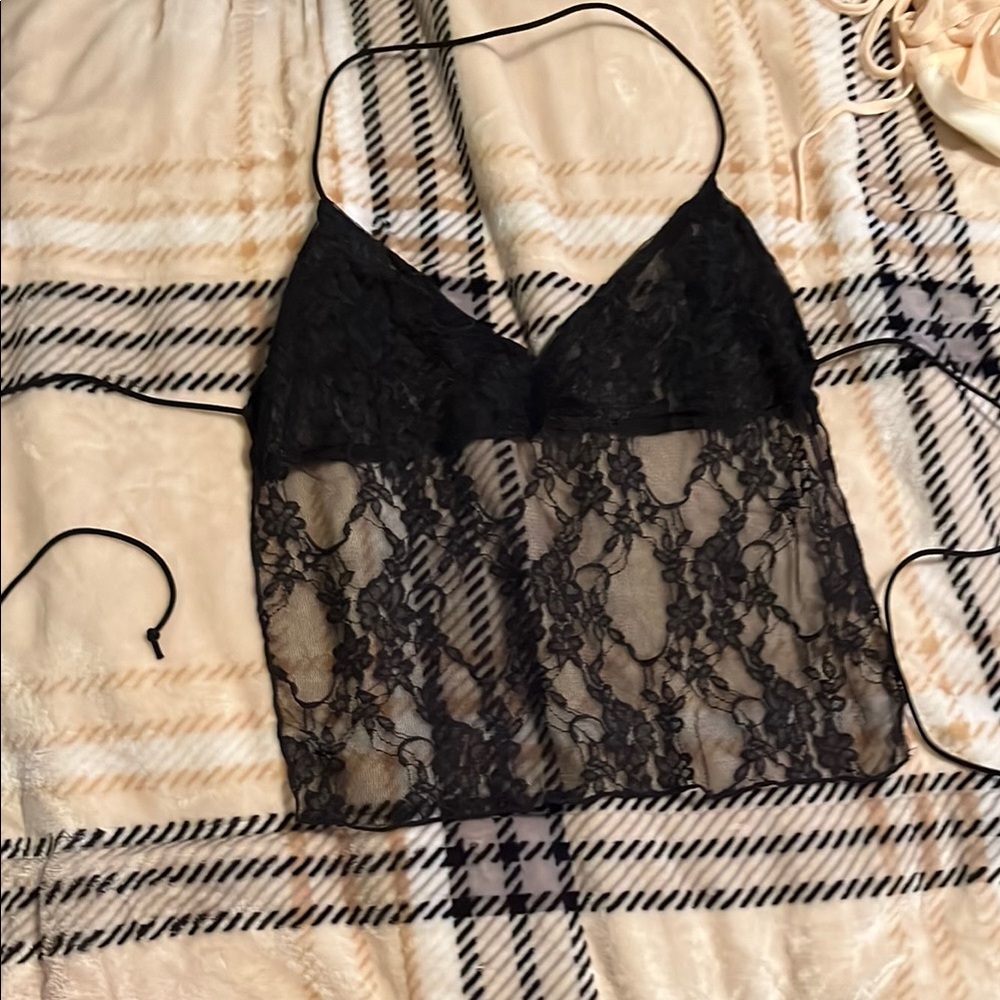 Black Lace Halter Top